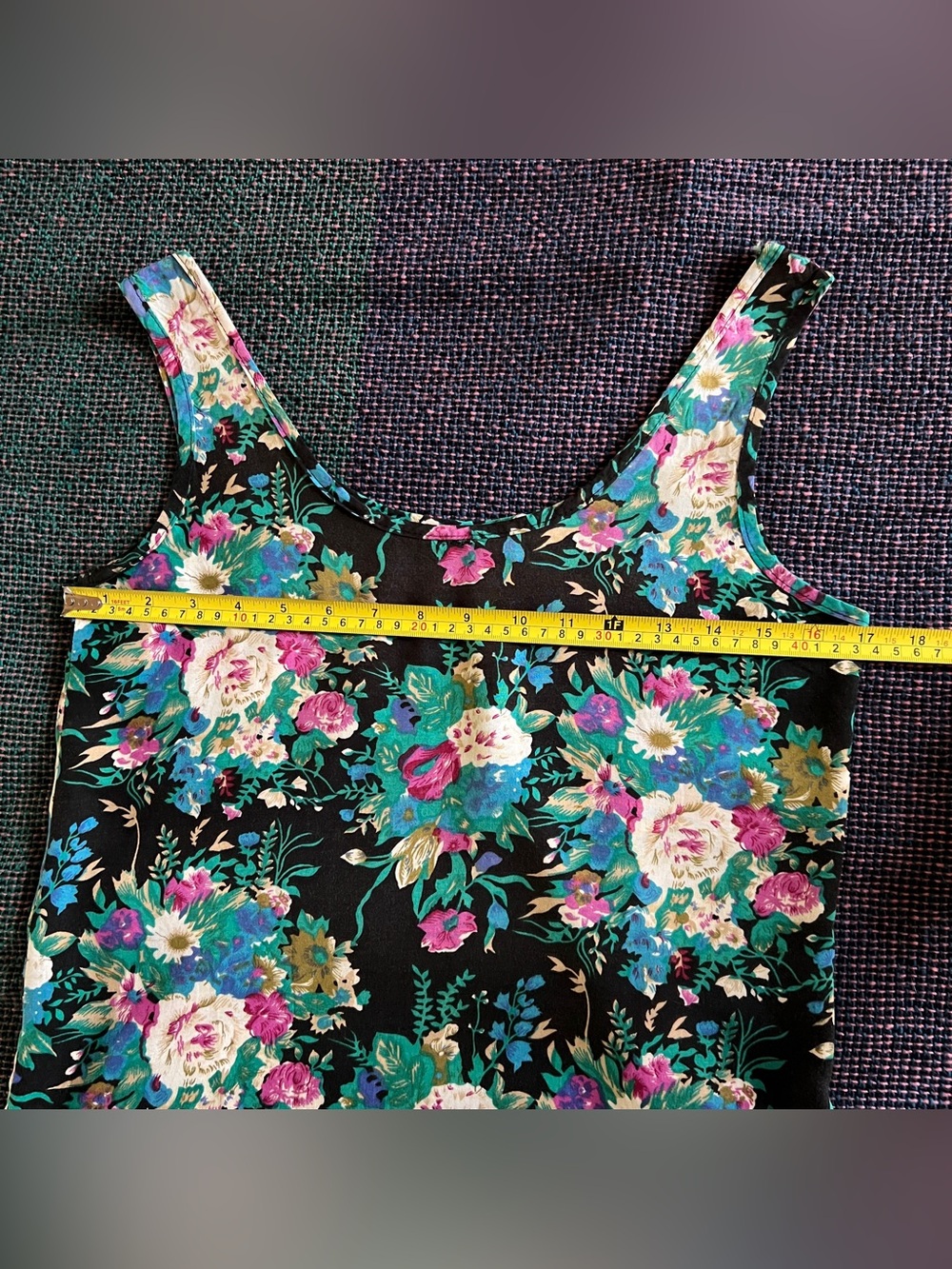 Vtg 80s 90s Barbara M Collection Floral Cotton Blend Tank Top - Size XS/S - Picture 3 of 5